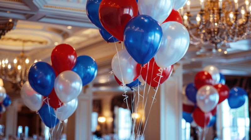 30 cm Luftballons in Trauben mit Helium dekoriert