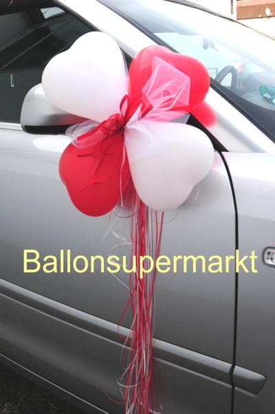 Herzluftballons-Tuell-Hochzeitsschleifen-Autodekoration-Hochzeit Herzluftballons-Tuell-Hochzeitsschleifen-Autodekoration-Hochzeit