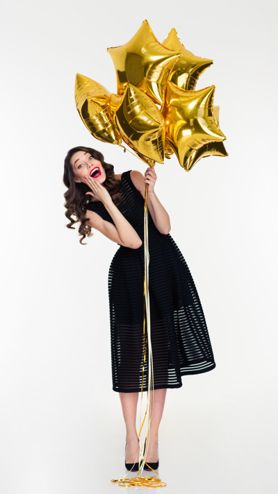 Heliumballons, goldene Sternluftballons aus Folie mit Helium