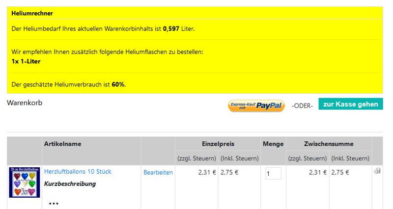 Heliumrechner im Ballonsupermarkt-Onlineshop